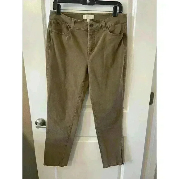 Talbots Womens Size 8 Soft Pants Neutral Brown Straight Leg zippered ankle - Picture 1 of 5